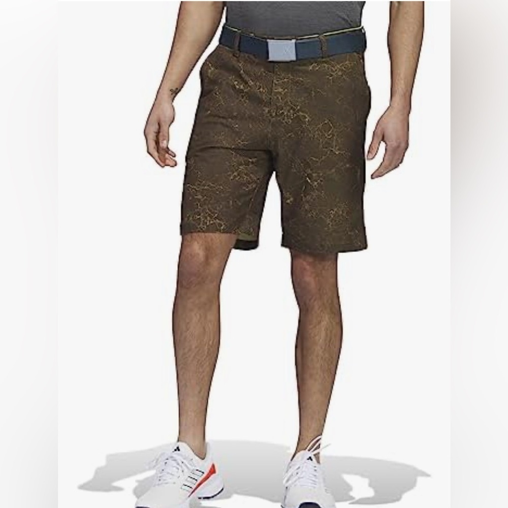 🌸adidas Golf 9" Ultimate 365 Print Shorts Mens Size 42 Olive Strata
